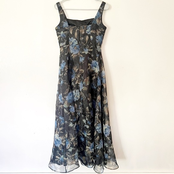 Lulus Stunning Elegance Black Floral Organza Maxi Dress Romantic Gown Small - Picture 8 of 16